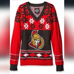 NHL Ottawa Senator V-NECK Ugly Sweater Size Small